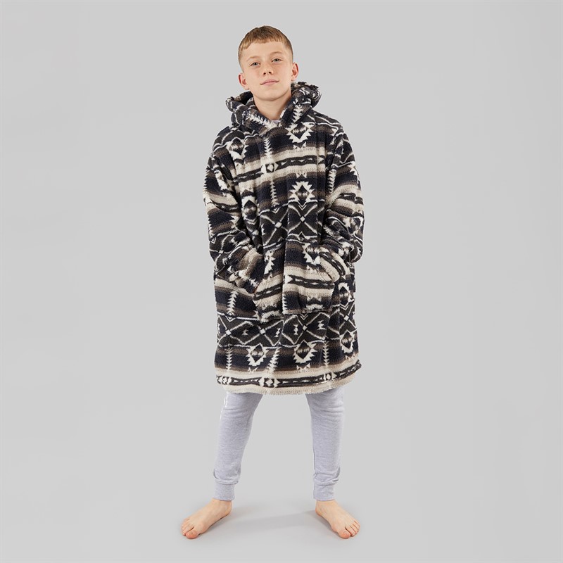 Kangaroo Poo Boys Fairisle Blanket Hoodie Black/White