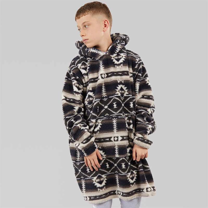 Kangaroo Poo Boys Fairisle Blanket Hoodie Black/White