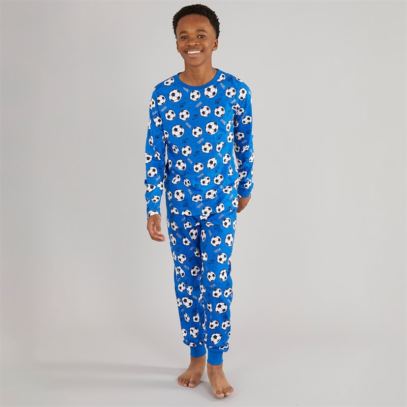 Boys Football Pyjama Set Blue - Size 11/12Y