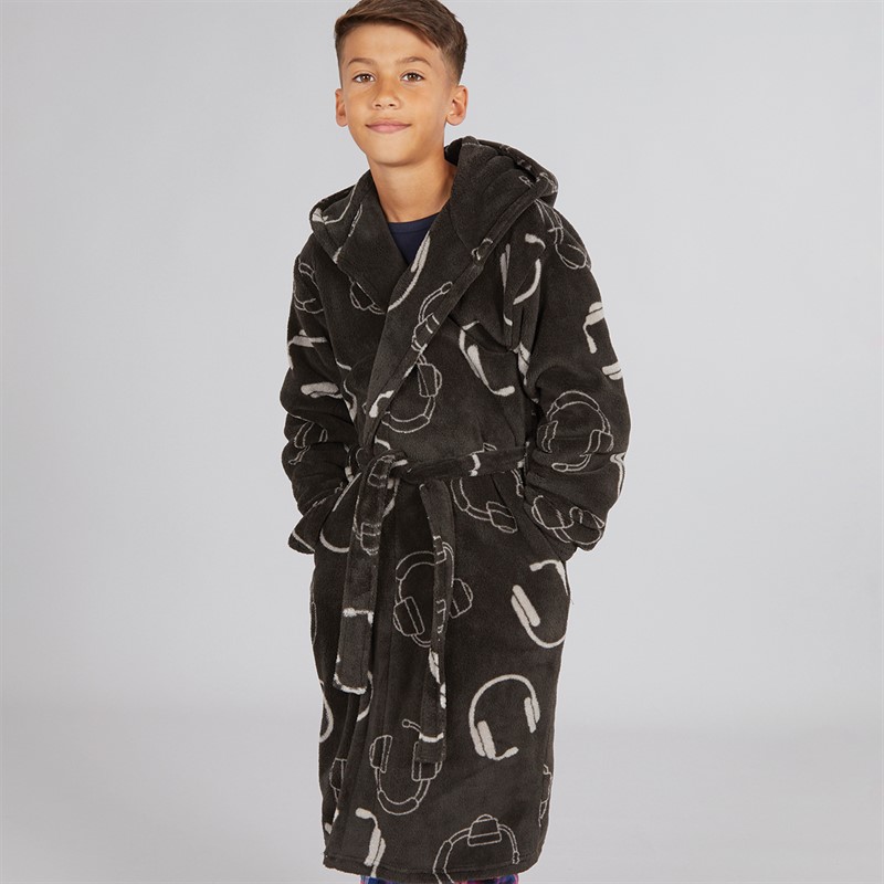 Kangaroo Poo Boys AOP Gamer Dressing Gown Charcoal
