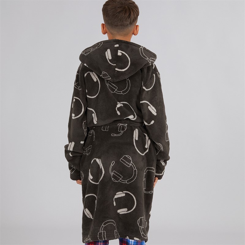 Kangaroo Poo Boys AOP Gamer Dressing Gown Charcoal