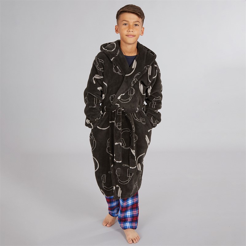 Kangaroo Poo Boys AOP Gamer Dressing Gown Charcoal