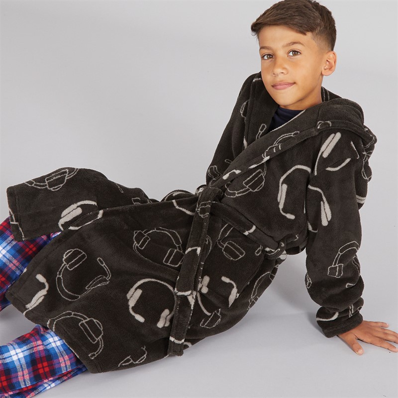 Kangaroo Poo Boys AOP Gamer Dressing Gown Charcoal