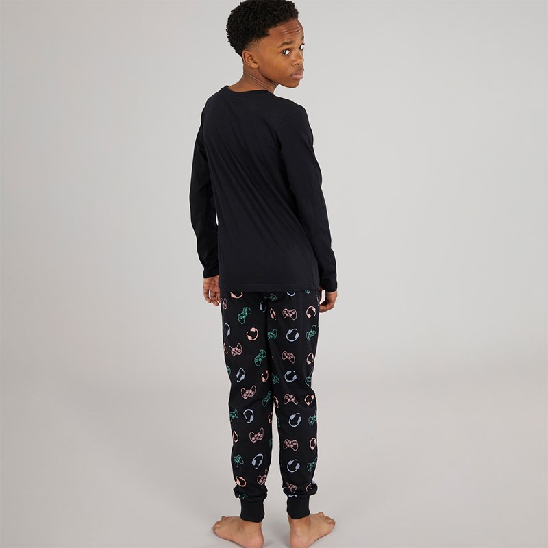 Kangaroo Poo Boys Gamer Never Sleeps Pyjama Set Black