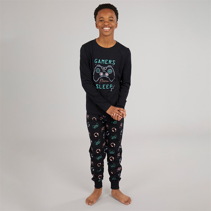 Kangaroo Poo Boys Gamer Never Sleeps Pyjama Set Black