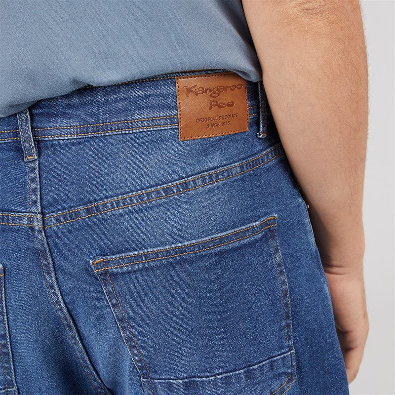 Kangaroo Poo Mens Loose Fit Jeans Mid Wash