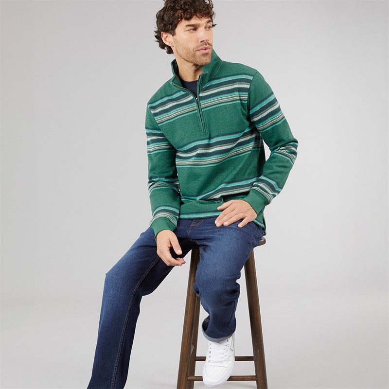 Kangaroo Poo Mens Stripe Surf 1/4 Zip Sweatshirt North Sea