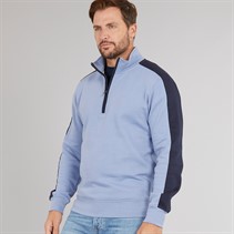 Kangaroo Poo Mens Colourblock 1/4 Zip Sweatshirt Tempest/Navy