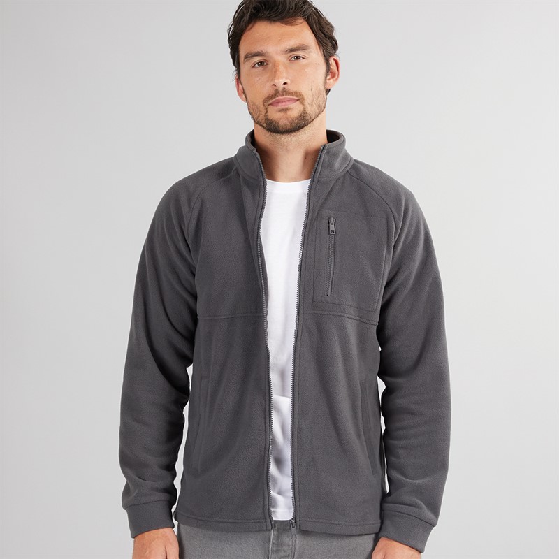 Kangaroo Poo Mens Full Zip Microfleece Jacket Dark Charcoal