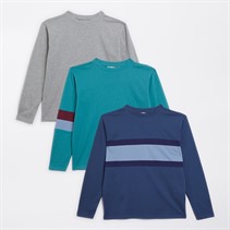 Kangaroo Poo Boys Three Pack Colour Block Long Sleeve T-Shirts Multi