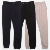 Kangaroo Poo Mens Three Pack Regular Fit Cuffed Fleece Joggers Black/Grey Marl/Navy