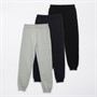 Kangaroo Poo Boys Three Pack Slim Fit Cuffed Fleece Joggera Black/Grey Marl/Navy