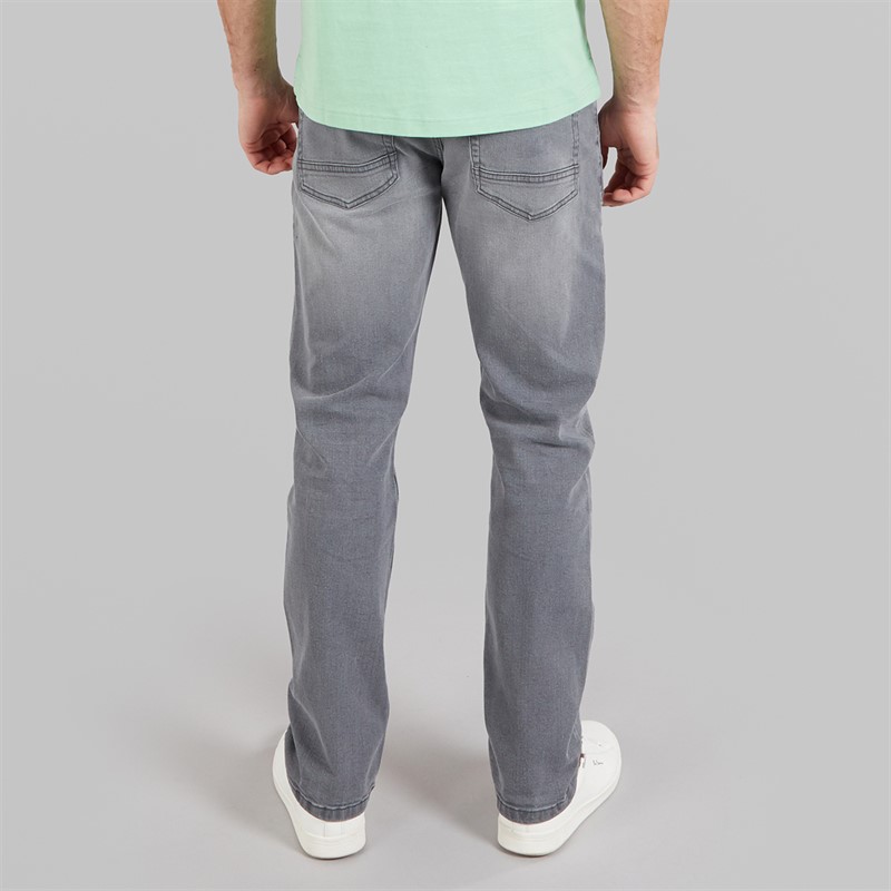 Kangaroo Poo Mens Stretch Straight Fit Jeans Light Grey