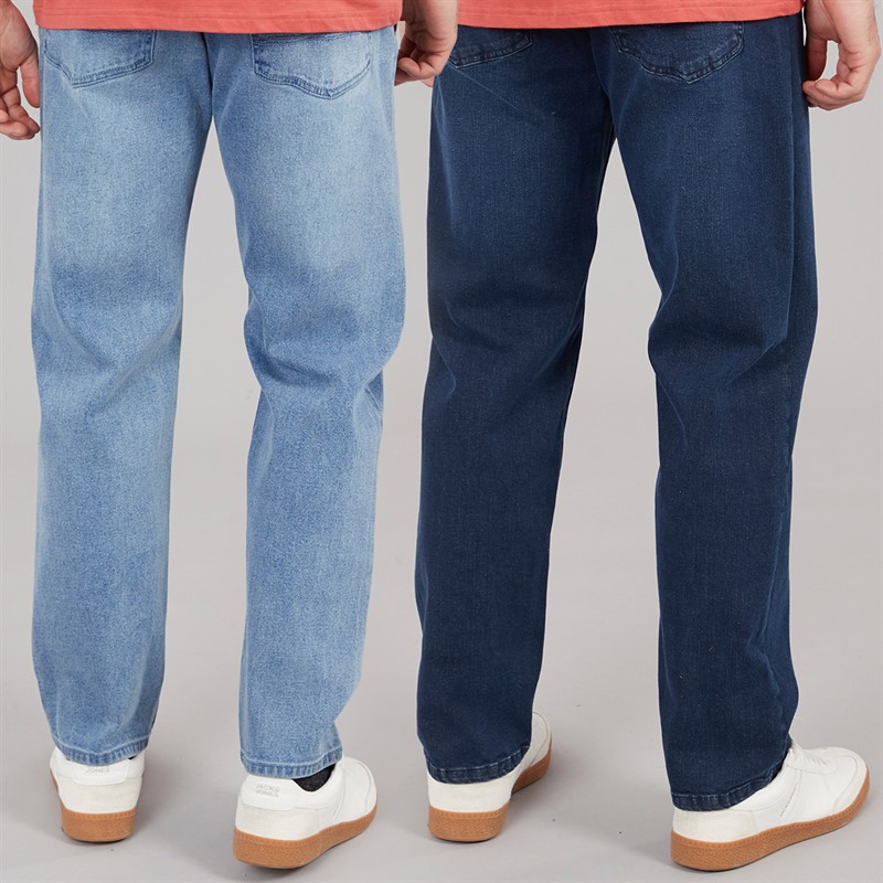 Kangaroo Poo Mens Two Pack Straight Fit Denim Jeans Dark Wash/Light Wash Dark Wash/Lt Wash