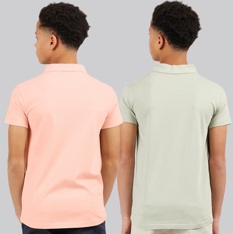 Kangaroo Poo Boys Two Pack Polo Shirts Dusky Pink/Sage