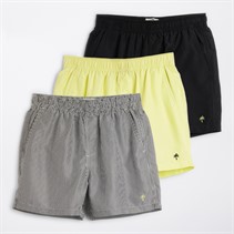 Kangaroo Poo Boys Three Pack Swim Shorts Lime/Black/Stripe