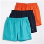 Kangaroo Poo Boys Three Pack Swim Shorts Turq/Orange/Navy