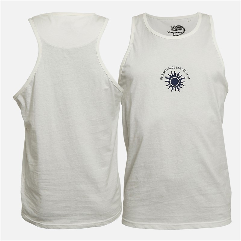 Kangaroo Poo Mens Three Pack Printed Muscle Back Vests Navy/Off White/Green Navy/ Off White / Green