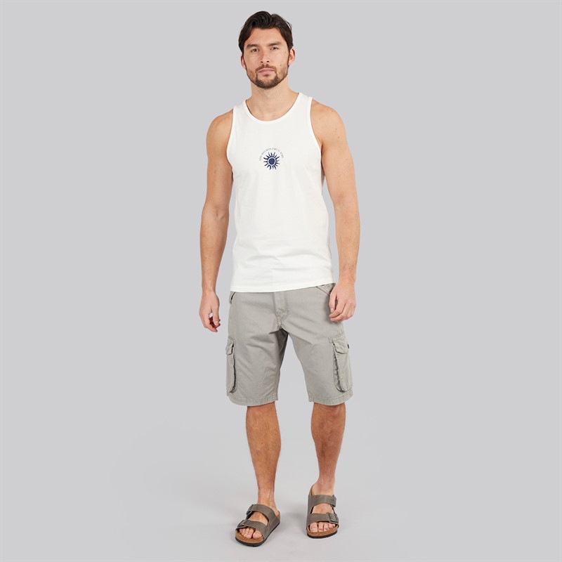 Kangaroo Poo Mens Three Pack Printed Muscle Back Vests Navy/Off White/Green Navy/ Off White / Green