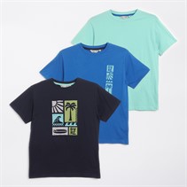 Kangaroo Poo Boys Surf Three Pack T-Shirts Aqua Blue/Navy