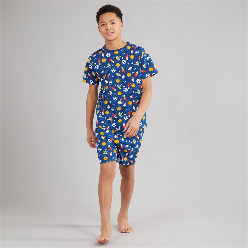 Kangaroo Poo Boys T-Shirt And Shorts Pyjama Set Navy