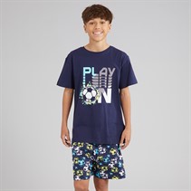 Kangaroo Poo Boys T-Shirt And Shorts PJ Set Blue
