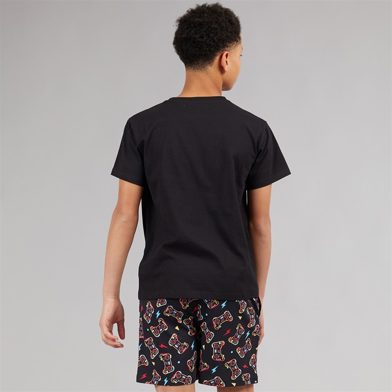 Kangaroo Poo Boys T-Shirt And Shorts Pyjama Set Black