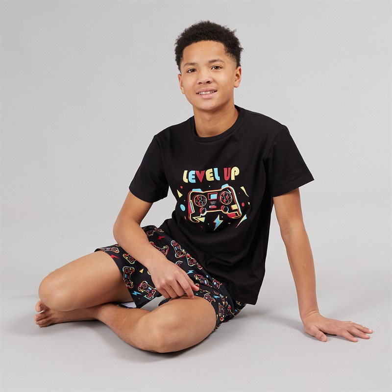 Kangaroo Poo Boys T-Shirt And Shorts Pyjama Set Black