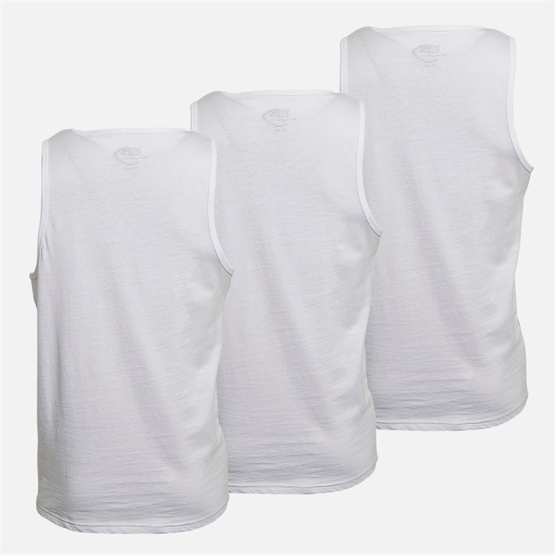 Kangaroo Poo Mens Three Pack Striped Vests Blue Stripe/Grey Stripe/White