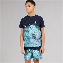 Kangaroo Poo Boys Splatter Print T-Shirt And Shorts Set Navy