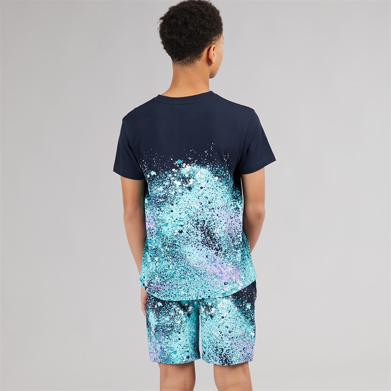 Kangaroo Poo Boys Splatter Print T-Shirt And Shorts Set Navy