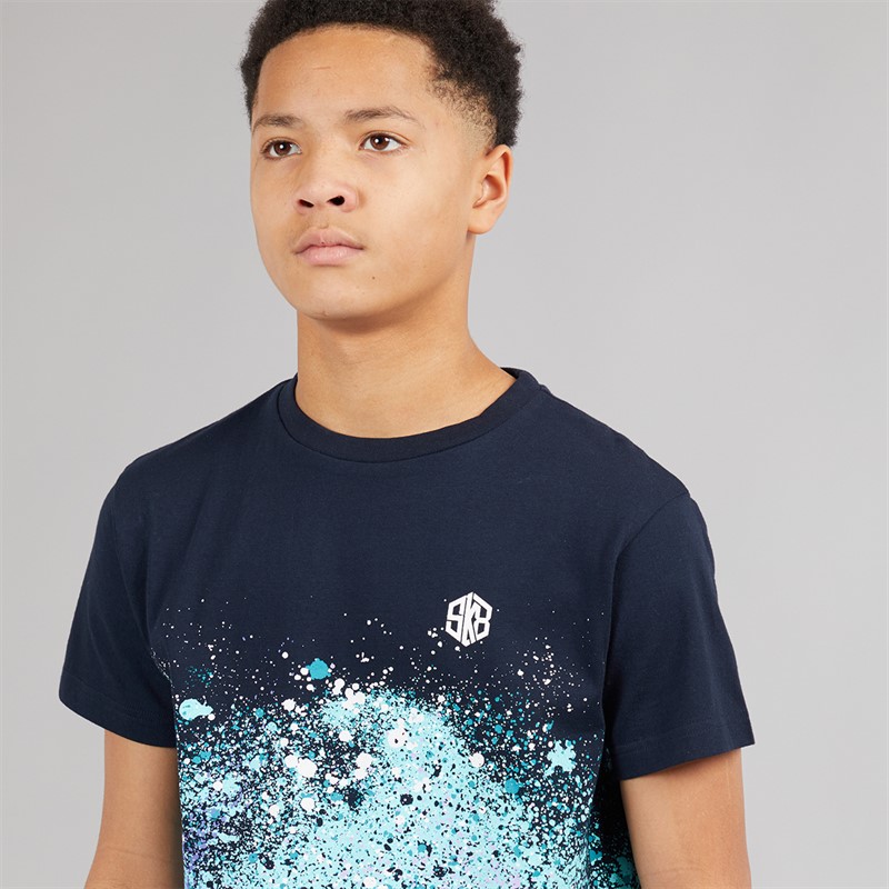 Kangaroo Poo Boys Splatter Print T-Shirt And Shorts Set Navy