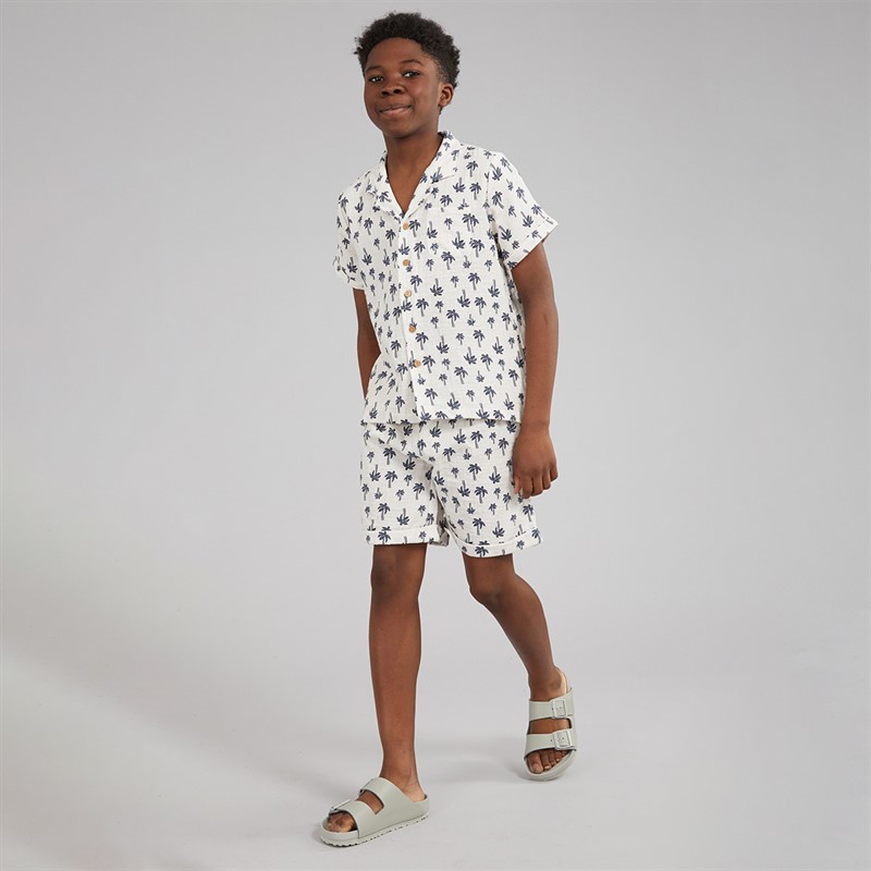 Kangaroo Poo Boys Shirt And Shorts Set Blue Palm