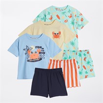 Kangaroo Poo Boys Three Pack T-Shirts And Shorts Sets Multi