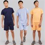 Kangaroo Poo Boys Three Pack Plain Shorts And T-Shirts Sets Navy/Lilac/Coral Navy / Lilac / Coral