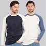 Kangaroo Poo Mens Two Pack Long Sleeve Raglan T-Shirts Ecru/Denim Blue/Navy/Ecru Ecru / Denim Blue / Navy / Ecru