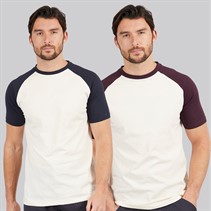 Kangaroo Poo Mens Two Pack Raglan T-Shirts Navy/Ecru/Burg Navy / Ecru / Ecru / Burg