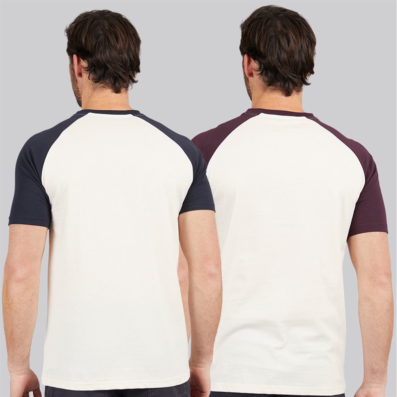 Kangaroo Poo Mens Two Pack Raglan T-Shirts Navy/Ecru/Burg Navy / Ecru / Ecru / Burg