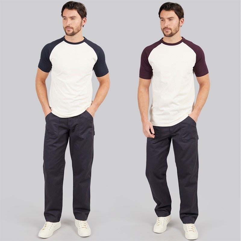 Kangaroo Poo Mens Two Pack Raglan T-Shirts Navy/Ecru/Burg Navy / Ecru / Ecru / Burg