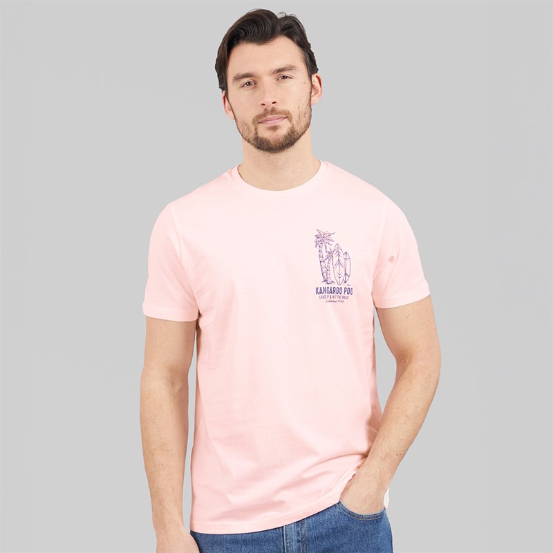 Kangaroo Poo Mens Tile Surf T-Shirt Pink