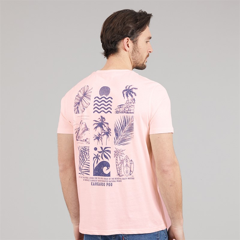 Kangaroo Poo Mens Tile Surf T-Shirt Pink