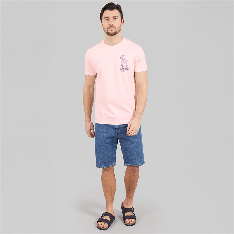 Kangaroo Poo Mens Tile Surf T-Shirt Pink