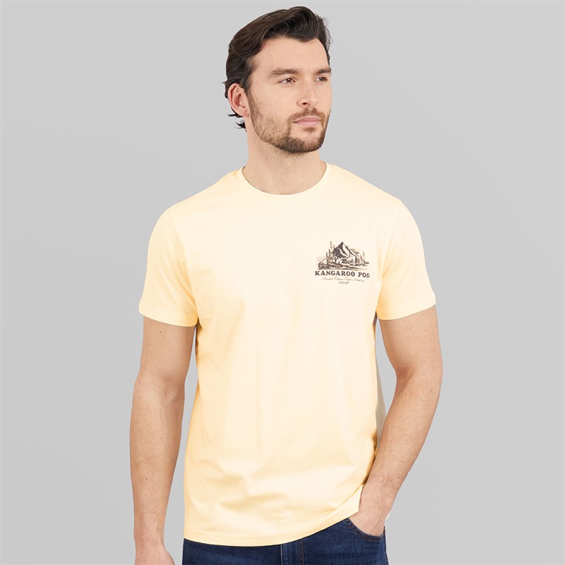 Kangaroo Poo Mens Mountains T-Shirt Oat