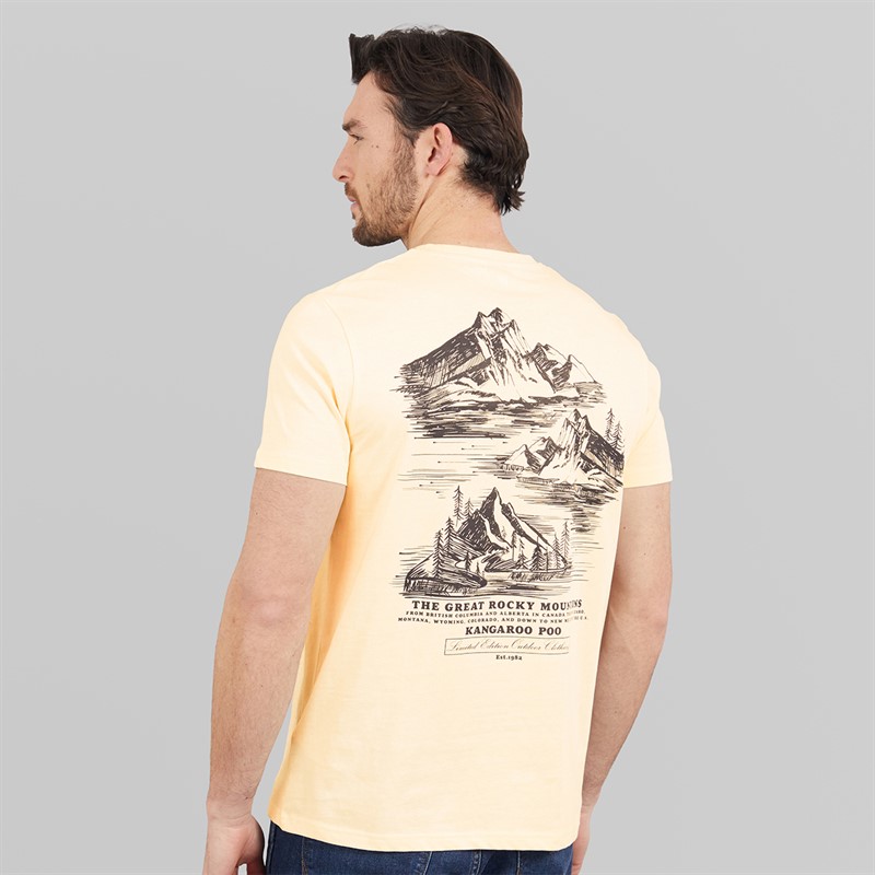 Kangaroo Poo Mens Mountains T-Shirt Oat