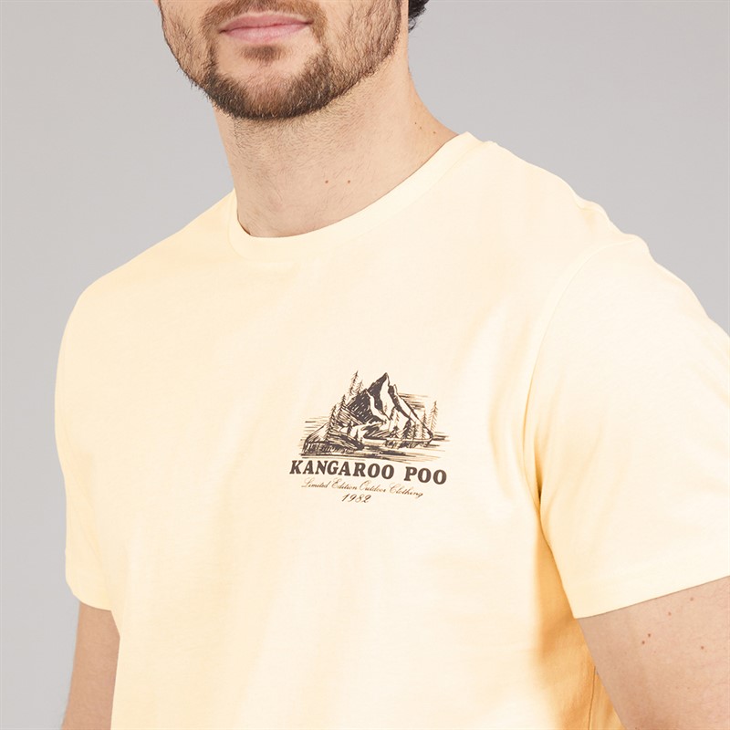 Kangaroo Poo Mens Mountains T-Shirt Oat