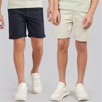 Kangaroo Poo Boys Two Pack Chino Shorts Stone/Navy