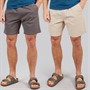 Kangaroo Poo Mens Two Pack Elasticated Waist Chino Shorts Dark Slate/Taupe