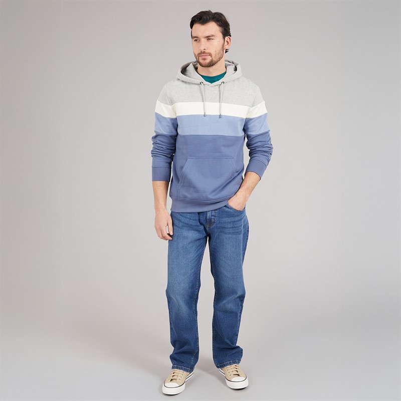 Kangaroo Poo Mens Striped Hoodie Vintage Indigo