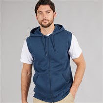 Kangaroo Poo Mens Sleeveless Zip Through Hoodie Dark Denim