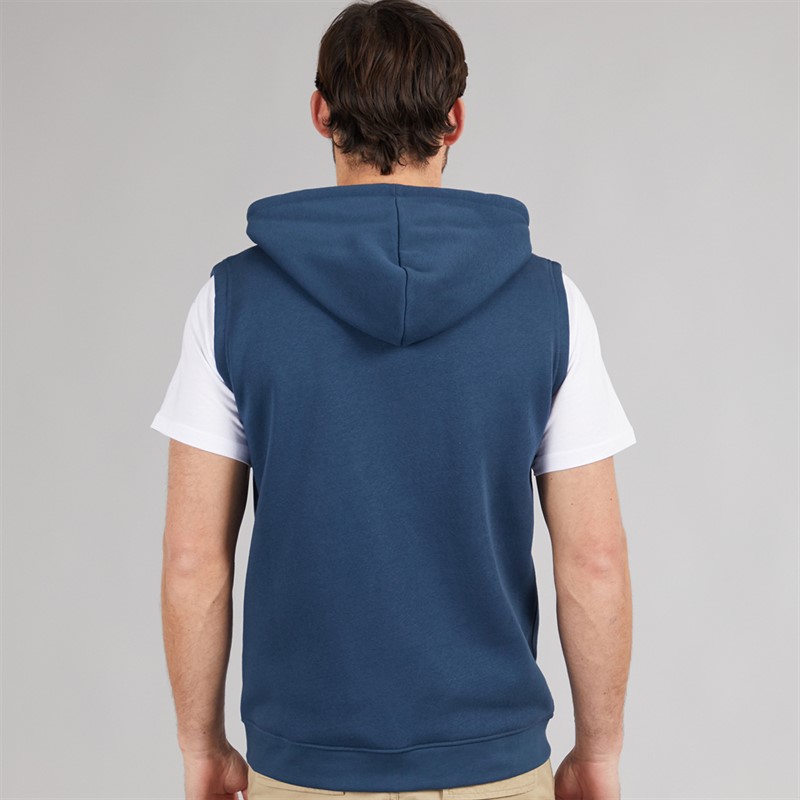 Kangaroo Poo Mens Sleeveless Zip Through Hoodie Dark Denim
